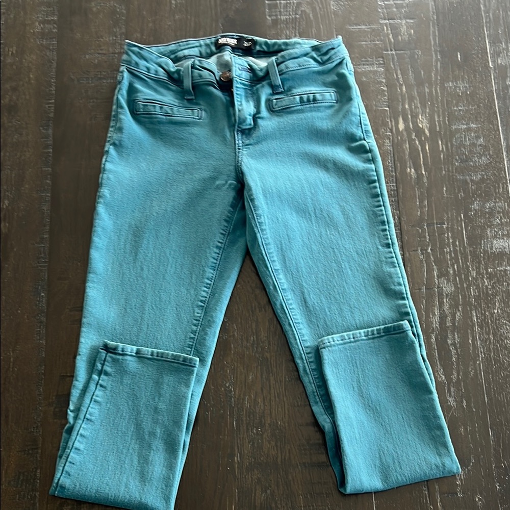 Just Black Teal High-Waisted Skinny Jeans